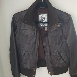 MNG brown leather jacket